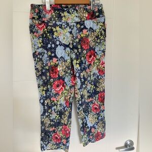 LISETTE L Montreal Stretch Floral crop pants - Red, Blue, Green